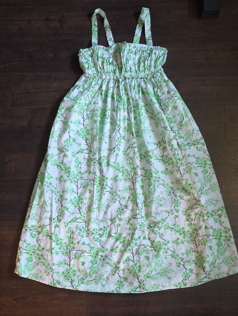J. Crew White and Light Green Floral Sundress